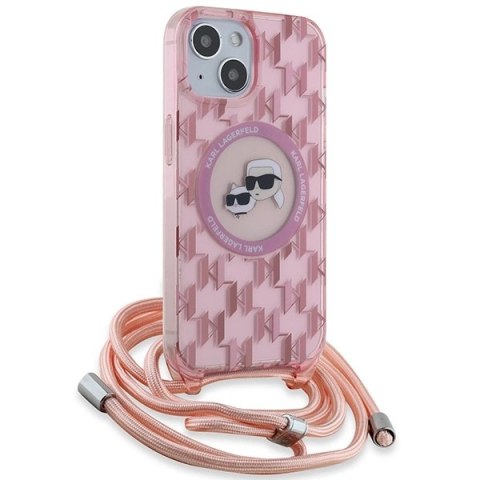 Etui Karl Lagerfeld IML Crossbody Monogram Karl & Choupette Head MagSafe na iPhone 15 / 14 / 13 - różowe Etui Karl Lagerfeld IML Crossbody Monogram Karl & Choupette Head MagSafe na iPhone 15 / 14 / 13 - różowe