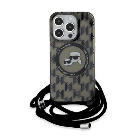 Etui Karl Lagerfeld IML Crossbody Monogram Karl & Choupette Head MagSafe na iPhone 15 Pro Max - czarne Etui Karl Lagerfeld IML Crossbody Monogram Karl & Choupette Head MagSafe na iPhone 15 Pro Max - czarne