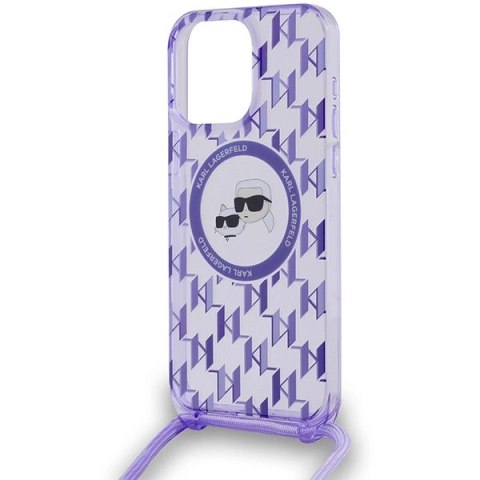Etui Karl Lagerfeld IML Crossbody Monogram Karl & Choupette Head MagSafe na iPhone 15 Pro Max - fioletowe Etui Karl Lagerfeld IML Crossbody Monogram Karl & Choupette Head MagSafe na iPhone 15 Pro Max - fioletowe