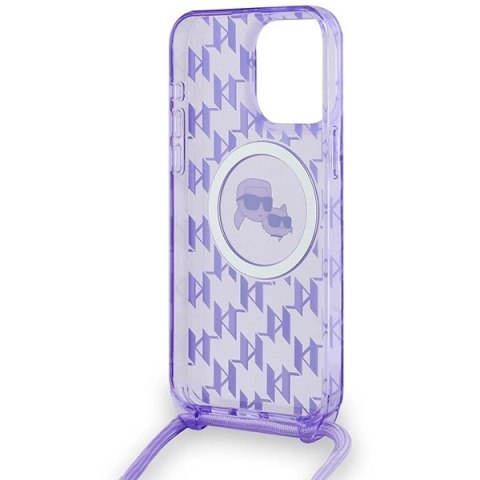 Etui Karl Lagerfeld IML Crossbody Monogram Karl & Choupette Head MagSafe na iPhone 15 Pro Max - fioletowe Etui Karl Lagerfeld IML Crossbody Monogram Karl & Choupette Head MagSafe na iPhone 15 Pro Max - fioletowe