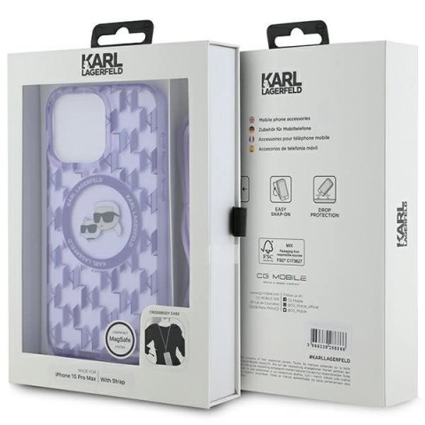 Etui Karl Lagerfeld IML Crossbody Monogram Karl & Choupette Head MagSafe na iPhone 15 Pro Max - fioletowe Etui Karl Lagerfeld IML Crossbody Monogram Karl & Choupette Head MagSafe na iPhone 15 Pro Max - fioletowe