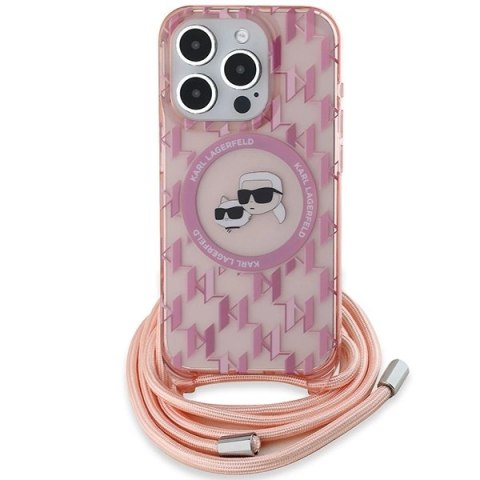 Etui Karl Lagerfeld IML Crossbody Monogram Karl & Choupette Head MagSafe na iPhone 15 Pro Max - różowe