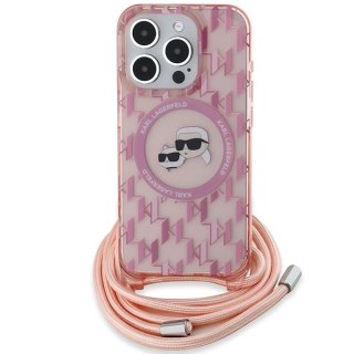 Etui Karl Lagerfeld IML Crossbody Monogram Karl & Choupette Head MagSafe na iPhone 15 Pro - różowe