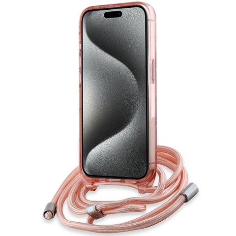Etui Karl Lagerfeld IML Crossbody Monogram Karl & Choupette Head MagSafe na iPhone 15 Pro - różowe Etui Karl Lagerfeld IML Crossbody Monogram Karl & Choupette Head MagSafe na iPhone 15 Pro - różowe