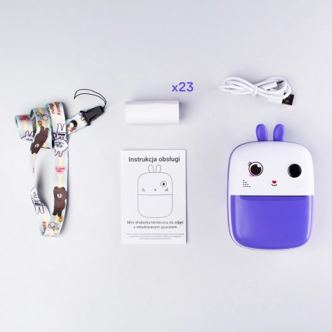 Mini drukarka termiczna dla dzieci z aparatem fotograficznym i kamerą - fioletowa Mini drukarka termiczna dla dzieci z aparatem fotograficznym i kamerą - fioletowa