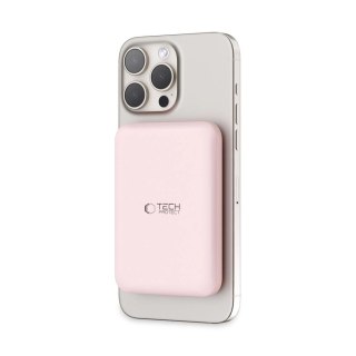 Powerbank Tech-Protect LifeMag PB10 z MagSafe 5000mAh 15W port USB-C - różowy + kabel USB-C