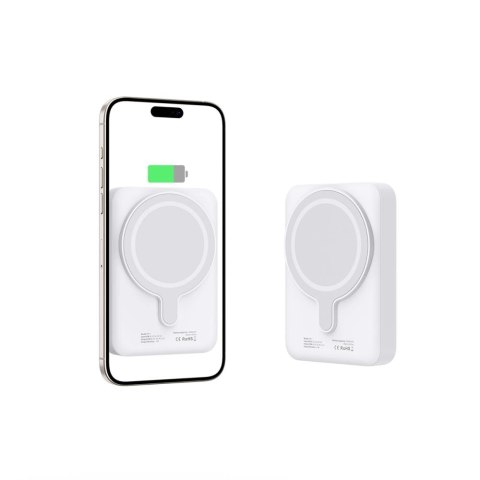 Powerbank Tech-Protect LifeMag PB11 z MagSafe 10000mAh 15W port USB-C - biały + kabel USB-C