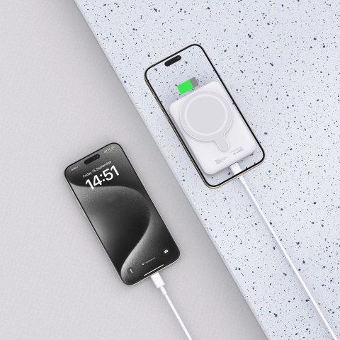 Powerbank Tech-Protect LifeMag PB11 z MagSafe 10000mAh 15W port USB-C - biały + kabel USB-C