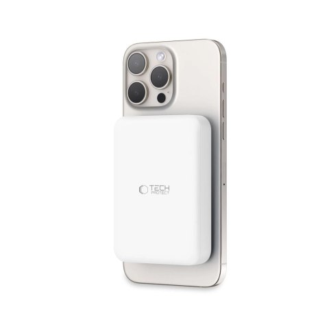Powerbank Tech-Protect LifeMag PB11 z MagSafe 10000mAh 15W port USB-C - biały + kabel USB-C