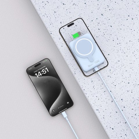 Powerbank Tech-Protect LifeMag PB11 z MagSafe 10000mAh 15W port USB-C - niebieski + kabel USB-C Powerbank Tech-Protect LifeMag PB11 z MagSafe 10000mAh 15W port USB-C - niebieski + kabel USB-C