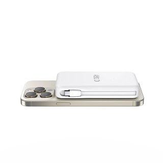 Powerbank Tech-Protect LifeMag PB31 z MagSafe 10000mAh 15W USB-C / USB-A / wbudowane kable USB-C / Lightning - biały