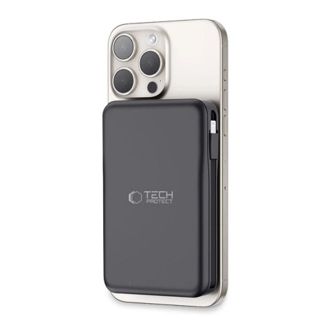 Powerbank Tech-Protect LifeMag PB31 z MagSafe 10000mAh 15W USB-C / USB-A / wbudowane kable USB-C / Lightning - czarny