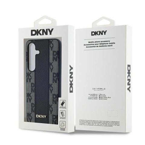 Etui DKNY Leather Checkered Mono Pattern MagSafe na Samsung Galaxy S24+ - czarne Etui DKNY Leather Checkered Mono Pattern MagSafe na Samsung Galaxy S24+ - czarne