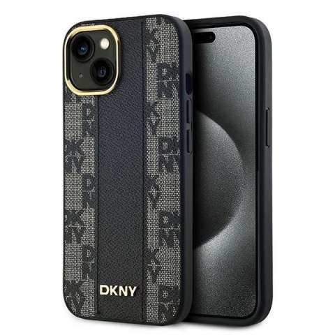 Etui DKNY Leather Checkered Mono Pattern MagSafe na iPhone 14 / 15 / 13 - czarne Etui DKNY Leather Checkered Mono Pattern MagSafe na iPhone 14 / 15 / 13 - czarne