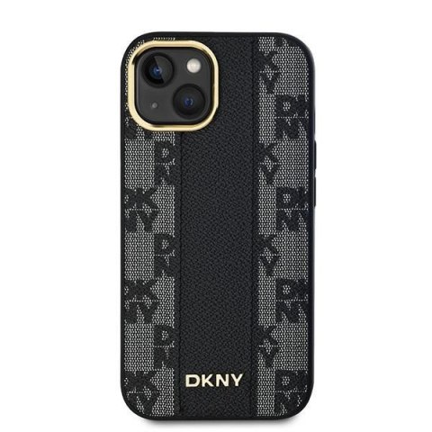 Etui DKNY Leather Checkered Mono Pattern MagSafe na iPhone 14 / 15 / 13 - czarne Etui DKNY Leather Checkered Mono Pattern MagSafe na iPhone 14 / 15 / 13 - czarne