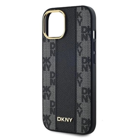 Etui DKNY Leather Checkered Mono Pattern MagSafe na iPhone 14 / 15 / 13 - czarne Etui DKNY Leather Checkered Mono Pattern MagSafe na iPhone 14 / 15 / 13 - czarne
