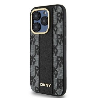 Etui DKNY Leather Checkered Mono Pattern MagSafe na iPhone 15 Pro Max - czarne