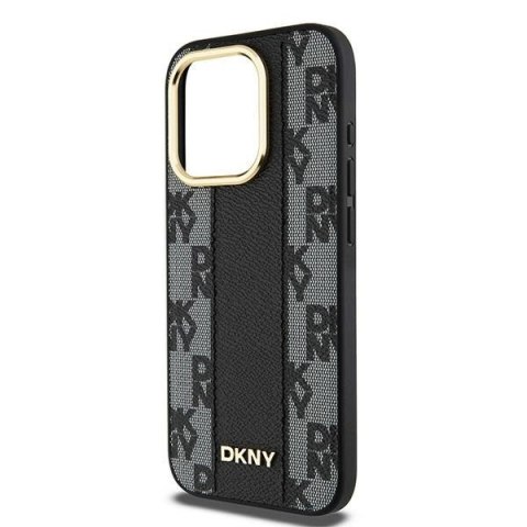 Etui DKNY Leather Checkered Mono Pattern MagSafe na iPhone 15 Pro Max - czarne Etui DKNY Leather Checkered Mono Pattern MagSafe na iPhone 15 Pro Max - czarne