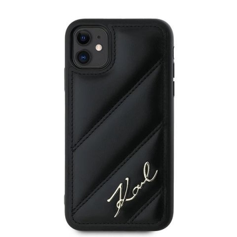 Etui Karl Lagerfeld Diagonal Quilted Script na iPhone 11 / Xr - czarne Etui Karl Lagerfeld Diagonal Quilted Script na iPhone 11 / Xr - czarne