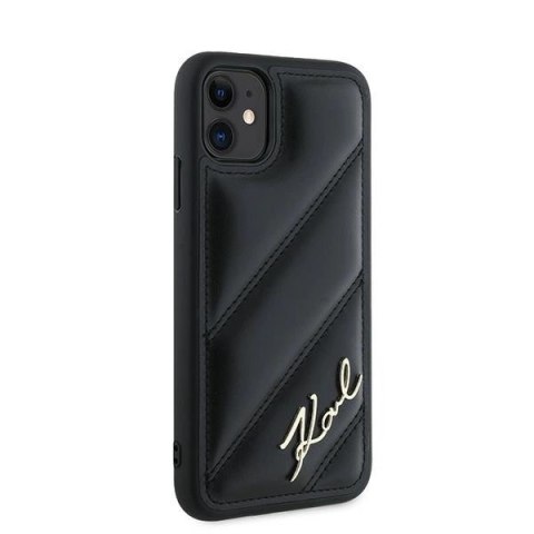 Etui Karl Lagerfeld Diagonal Quilted Script na iPhone 11 / Xr - czarne Etui Karl Lagerfeld Diagonal Quilted Script na iPhone 11 / Xr - czarne