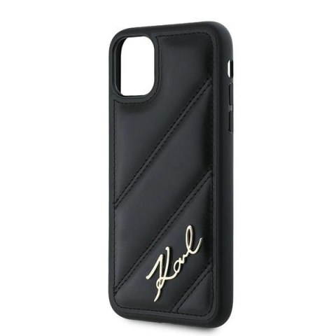 Etui Karl Lagerfeld Diagonal Quilted Script na iPhone 11 / Xr - czarne Etui Karl Lagerfeld Diagonal Quilted Script na iPhone 11 / Xr - czarne