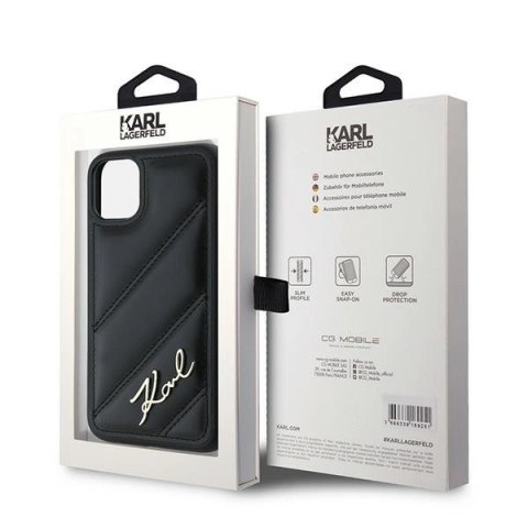 Etui Karl Lagerfeld Diagonal Quilted Script na iPhone 11 / Xr - czarne Etui Karl Lagerfeld Diagonal Quilted Script na iPhone 11 / Xr - czarne