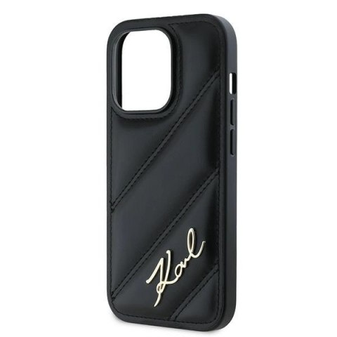 Etui Karl Lagerfeld Diagonal Quilted Script na iPhone 13 Pro Max - czarne Etui Karl Lagerfeld Diagonal Quilted Script na iPhone 13 Pro Max - czarne