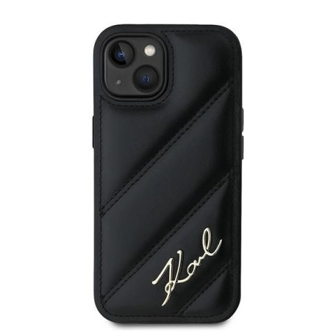 Etui Karl Lagerfeld Diagonal Quilted Script na iPhone 13 - czarne Etui Karl Lagerfeld Diagonal Quilted Script na iPhone 13 - czarne