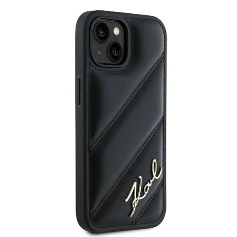 Etui Karl Lagerfeld Diagonal Quilted Script na iPhone 13 - czarne Etui Karl Lagerfeld Diagonal Quilted Script na iPhone 13 - czarne