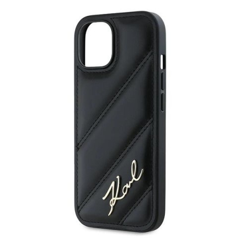 Etui Karl Lagerfeld Diagonal Quilted Script na iPhone 13 - czarne Etui Karl Lagerfeld Diagonal Quilted Script na iPhone 13 - czarne