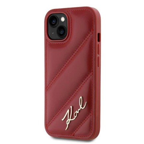 Etui Karl Lagerfeld Diagonal Quilted Script na iPhone 15 / 14 / 13 - czerwone Etui Karl Lagerfeld Diagonal Quilted Script na iPhone 15 / 14 / 13 - czerwone