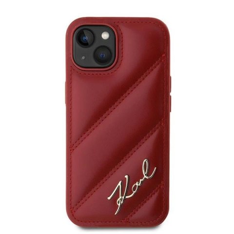 Etui Karl Lagerfeld Diagonal Quilted Script na iPhone 15 / 14 / 13 - czerwone Etui Karl Lagerfeld Diagonal Quilted Script na iPhone 15 / 14 / 13 - czerwone