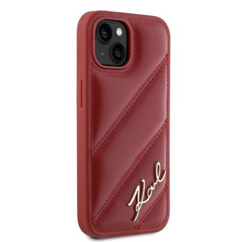 Etui Karl Lagerfeld Diagonal Quilted Script na iPhone 15 / 14 / 13 - czerwone Etui Karl Lagerfeld Diagonal Quilted Script na iPhone 15 / 14 / 13 - czerwone