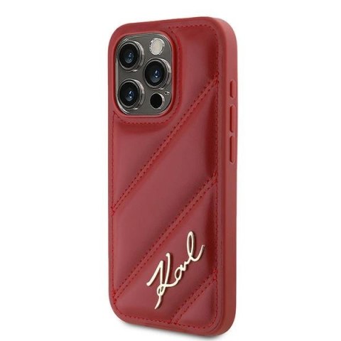 Etui Karl Lagerfeld Diagonal Quilted Script na iPhone 15 Pro - czerwone Etui Karl Lagerfeld Diagonal Quilted Script na iPhone 15 Pro - czerwone