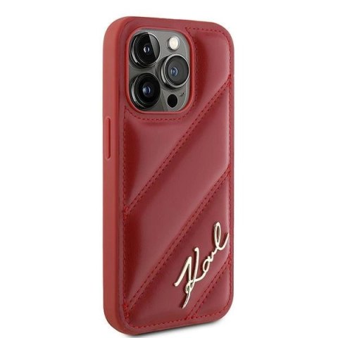Etui Karl Lagerfeld Diagonal Quilted Script na iPhone 15 Pro - czerwone Etui Karl Lagerfeld Diagonal Quilted Script na iPhone 15 Pro - czerwone