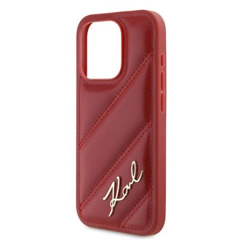 Etui Karl Lagerfeld Diagonal Quilted Script na iPhone 15 Pro - czerwone Etui Karl Lagerfeld Diagonal Quilted Script na iPhone 15 Pro - czerwone