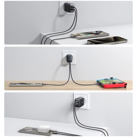 Ładowarka Joyroom JR-TCF13 sieciowa USB-C / USB-A 25W SFC / PPS / PD - czarna