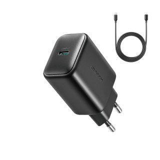 Ładowarka Joyroom JR-TCF23 sieciowa USB-C 25W SFC / PPS / PD - czarna + kabel USB-C / USB-C 1m