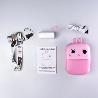 Mini drukarka termiczna dla dzieci z aparatem fotograficznym i kamerą - różowa