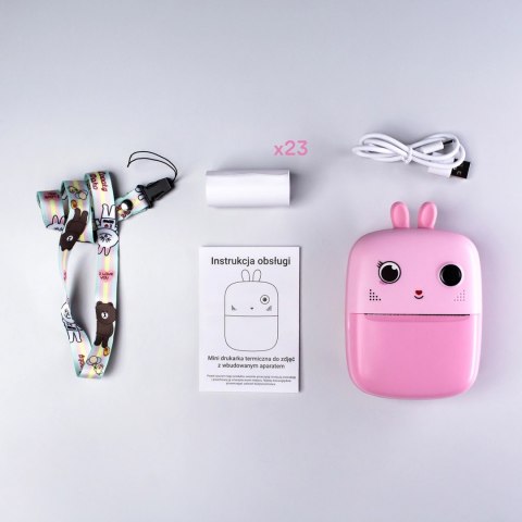 Mini drukarka termiczna dla dzieci z aparatem fotograficznym i kamerą - różowa Mini drukarka termiczna dla dzieci z aparatem fotograficznym i kamerą - różowa