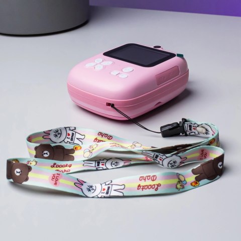 Mini drukarka termiczna dla dzieci z aparatem fotograficznym i kamerą - różowa Mini drukarka termiczna dla dzieci z aparatem fotograficznym i kamerą - różowa