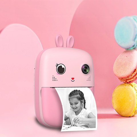 Mini drukarka termiczna dla dzieci z aparatem fotograficznym i kamerą - różowa Mini drukarka termiczna dla dzieci z aparatem fotograficznym i kamerą - różowa