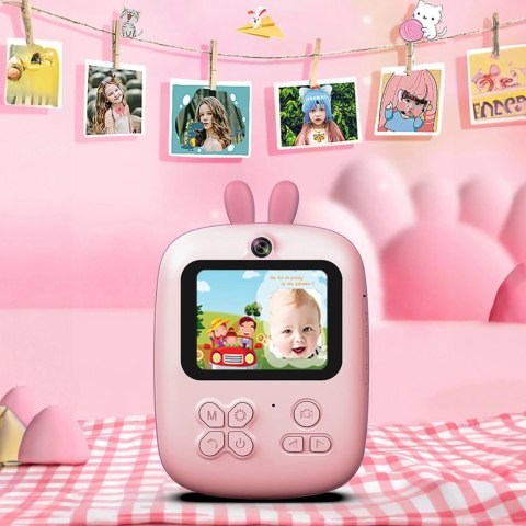 Mini drukarka termiczna dla dzieci z aparatem fotograficznym i kamerą - różowa Mini drukarka termiczna dla dzieci z aparatem fotograficznym i kamerą - różowa