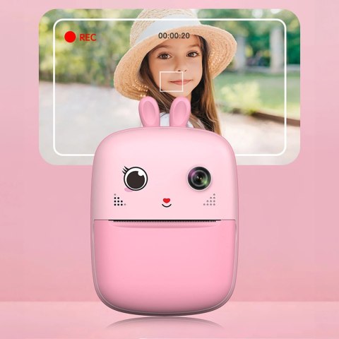 Mini drukarka termiczna dla dzieci z aparatem fotograficznym i kamerą - różowa Mini drukarka termiczna dla dzieci z aparatem fotograficznym i kamerą - różowa