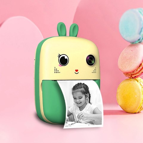 Mini drukarka termiczna dla dzieci z aparatem fotograficznym i kamerą - zielona Mini drukarka termiczna dla dzieci z aparatem fotograficznym i kamerą - zielona