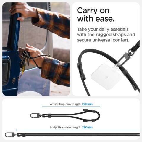 Smycz i zawieszka Spigen Universal Strap Set - czarne Smycz i zawieszka Spigen Universal Strap Set - czarne