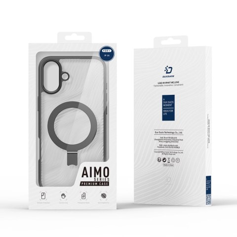 Etui Dux Ducis Aimo Mag z MagSafe i podstawką na iPhone 16 - czarne Etui Dux Ducis Aimo Mag z MagSafe i podstawką na iPhone 16 - czarne