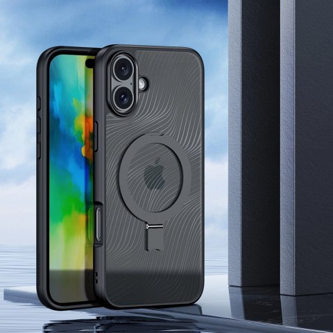 Etui Dux Ducis Aimo Mag z MagSafe i podstawką na iPhone 16 - czarne Etui Dux Ducis Aimo Mag z MagSafe i podstawką na iPhone 16 - czarne