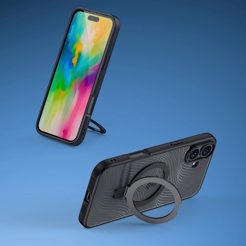 Etui Dux Ducis Aimo Mag z MagSafe i podstawką na iPhone 16 - czarne Etui Dux Ducis Aimo Mag z MagSafe i podstawką na iPhone 16 - czarne