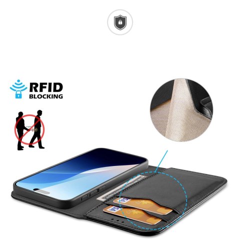 Etui Dux Ducis Hivo na iPhone 16 Pro Max z klapką i ochroną RFID - czarne